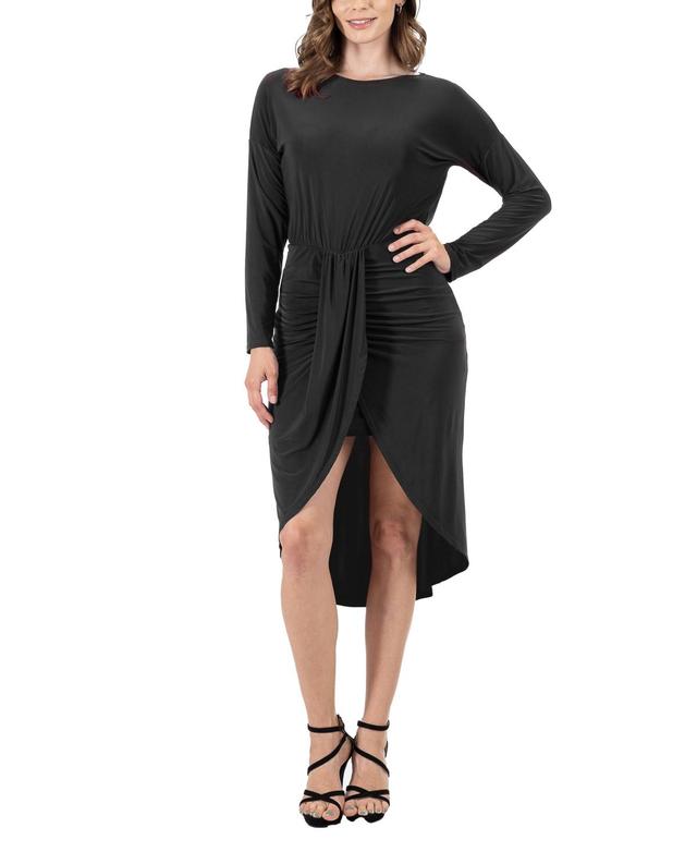 24seven Comfort Apparel Womens Long Sleeve Knee Length Dress Product Image