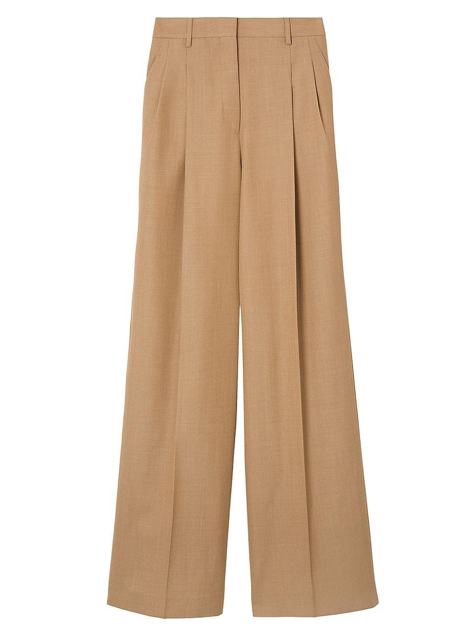 Womens Pleated Wool Wide-Leg Trousers product image