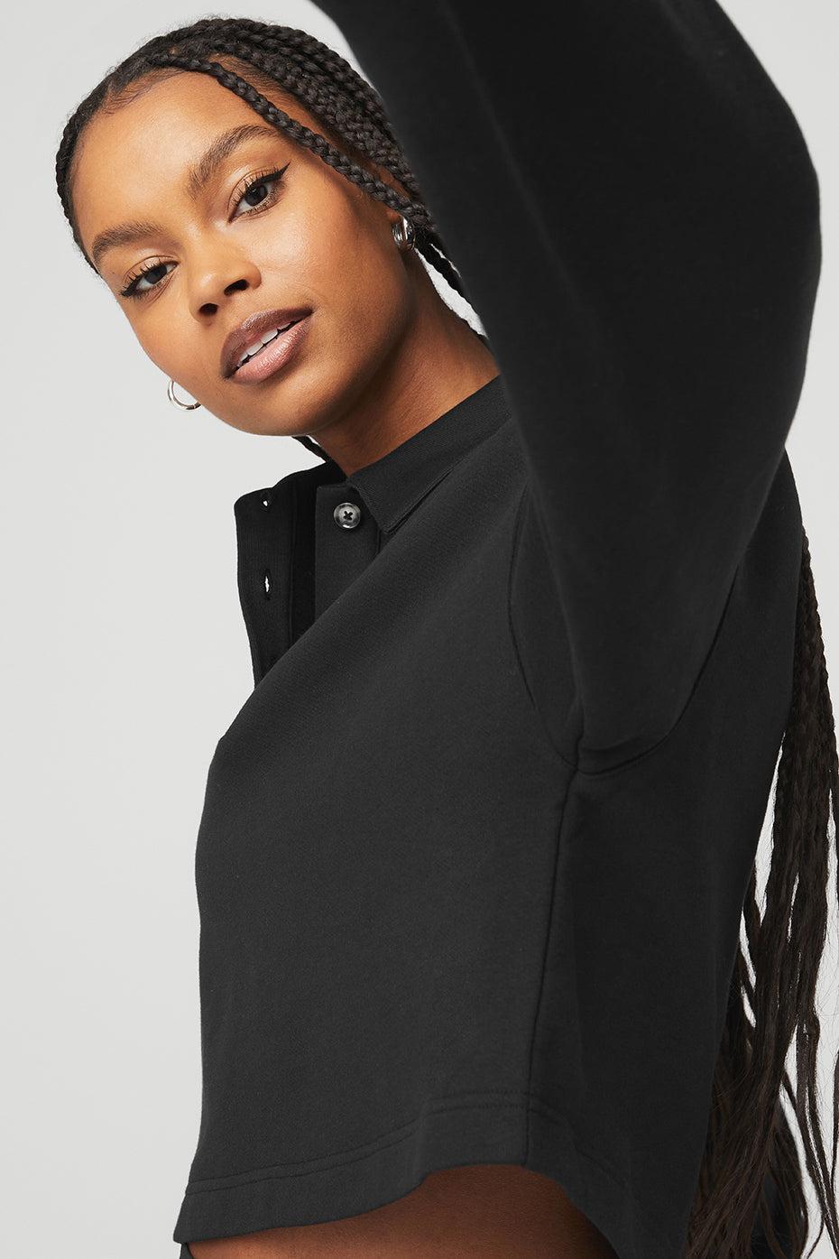 Polo Henley Pullover - Black Female Product Image