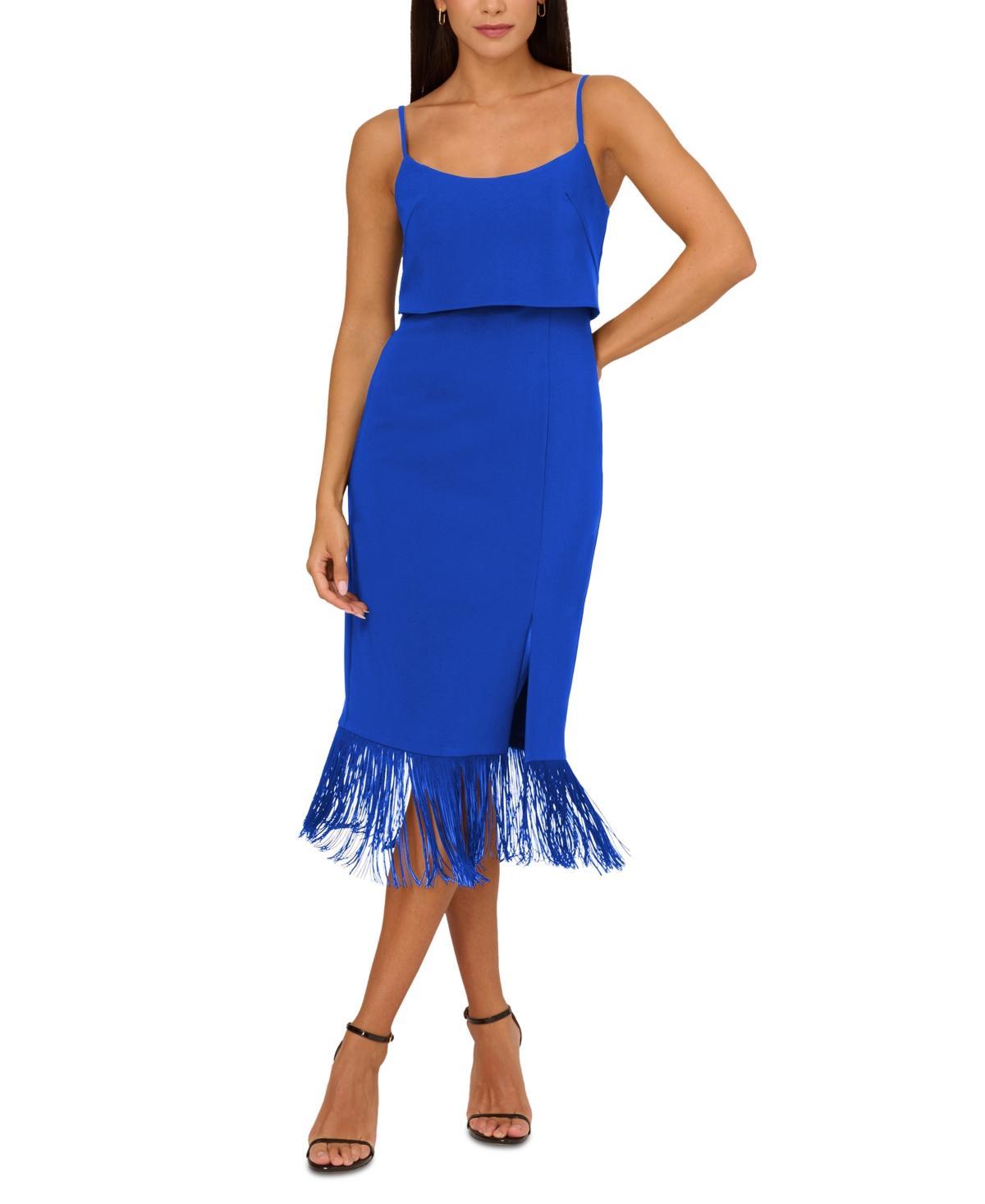 Adrianna by Adrianna Papell Womens Fringed-Hem Midi Sheath Dress Product Image