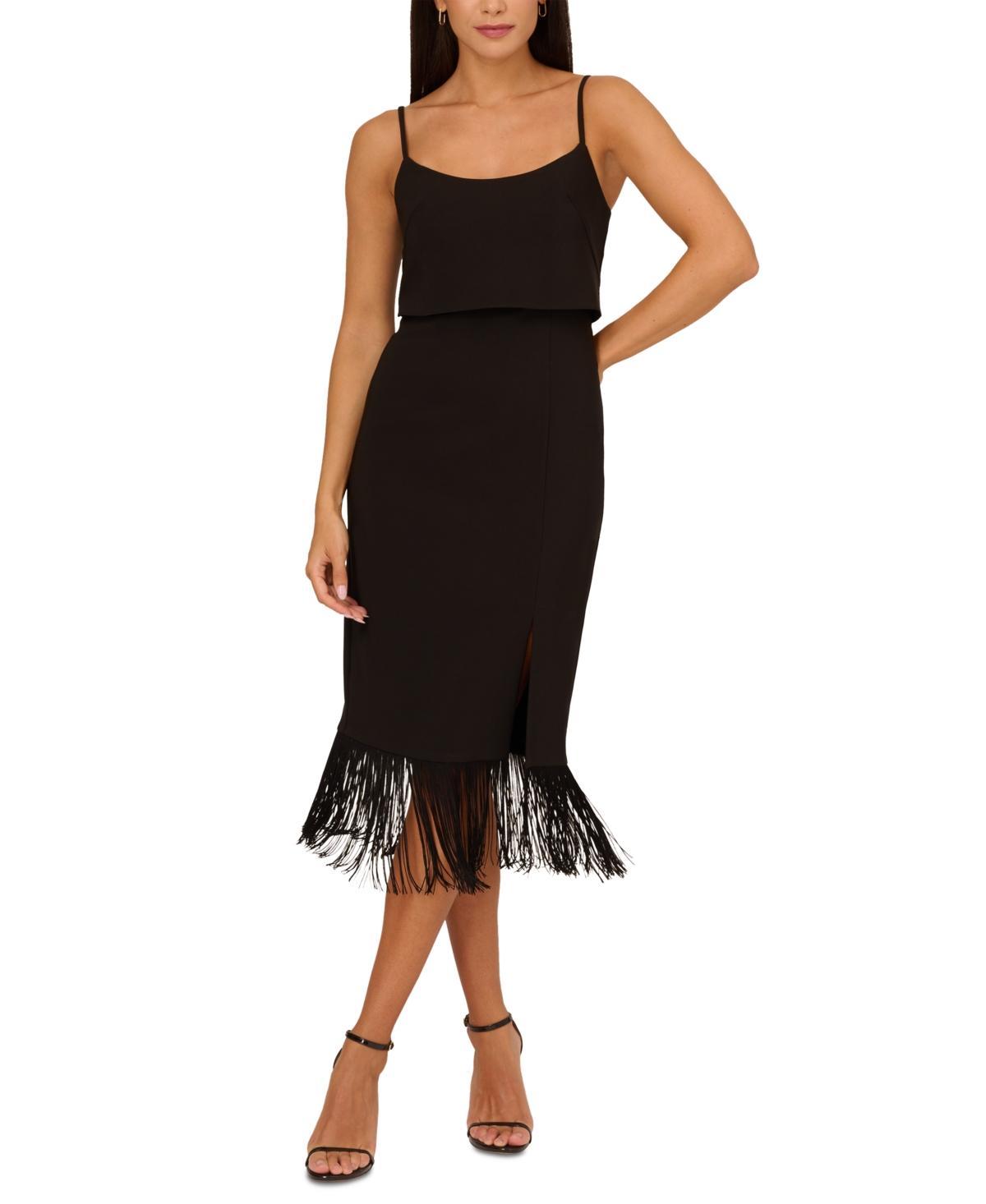 Adrianna by Adrianna Papell Womens Fringed-Hem Midi Sheath Dress Product Image