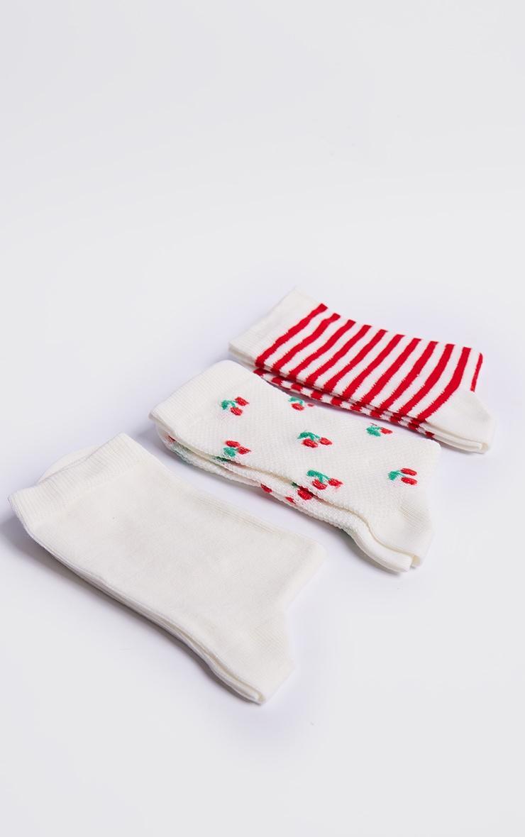 Red Gingham Cherry 3 Pack Socks Product Image