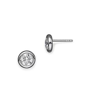 Womens 18K White Gold & 0.50 TCW Diamond Bezel Stud Earrings Product Image