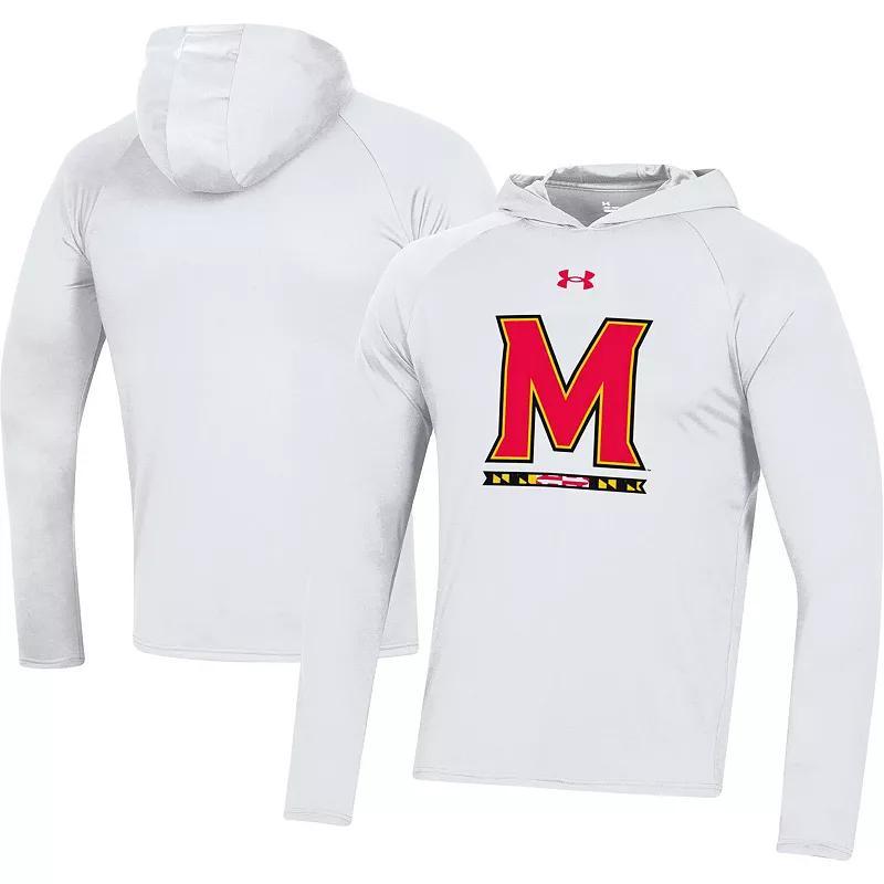 Mens Under Armour Maryland Terrapins School Logo Raglan Long Sleeve Hoodie Performance T-Shirt Product Image