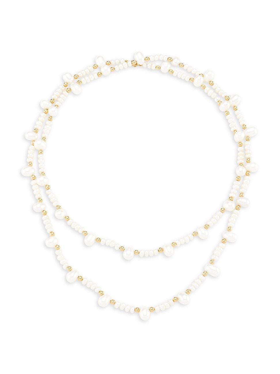 Womens Ocean 14K Yellow Gold & Freshwater Pearl Long Necklace Product Image