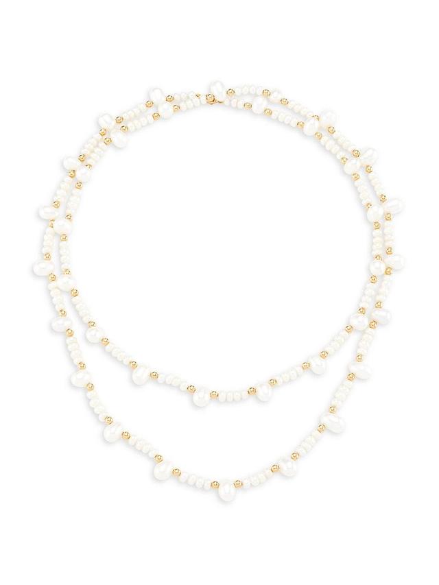 Womens Ocean 14K Yellow Gold & Freshwater Pearl Long Necklace Product Image