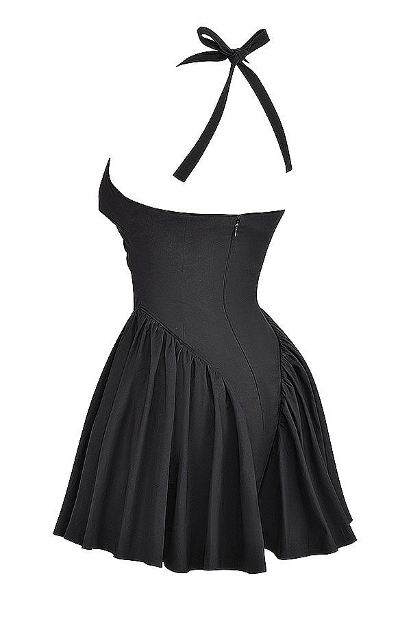 Valentia Black Halter Mini Dress Product Image