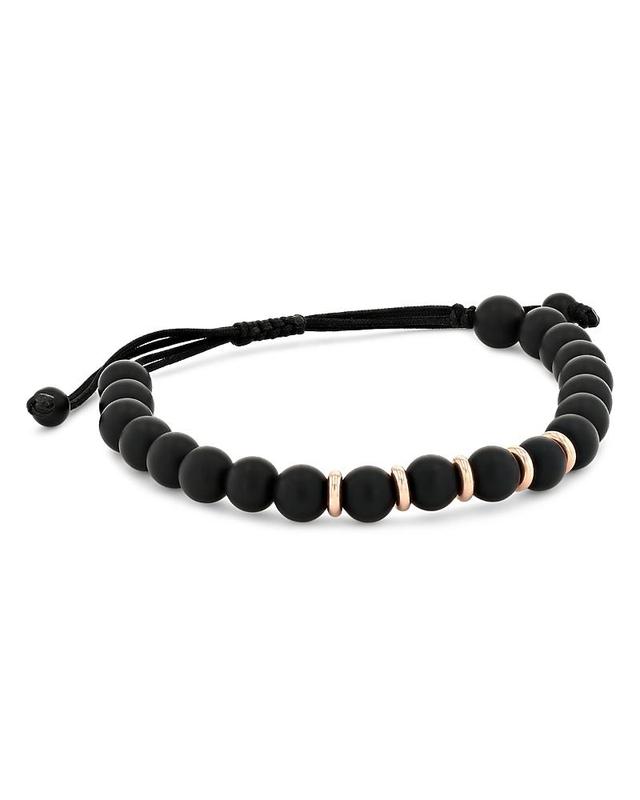 Alberto Milani Mens 18K Rose Gold & Onyx Beaded Bracelet Product Image