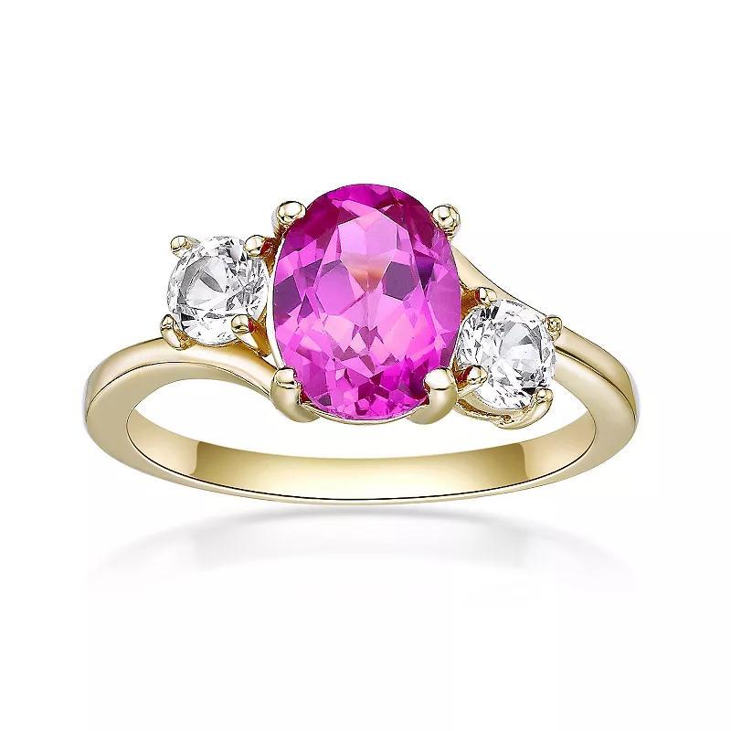 Gemminded 2 Micron Gold Over Silver Lab-Created Pink & White Sapphire Ring, Womens Gold Tone Product Image