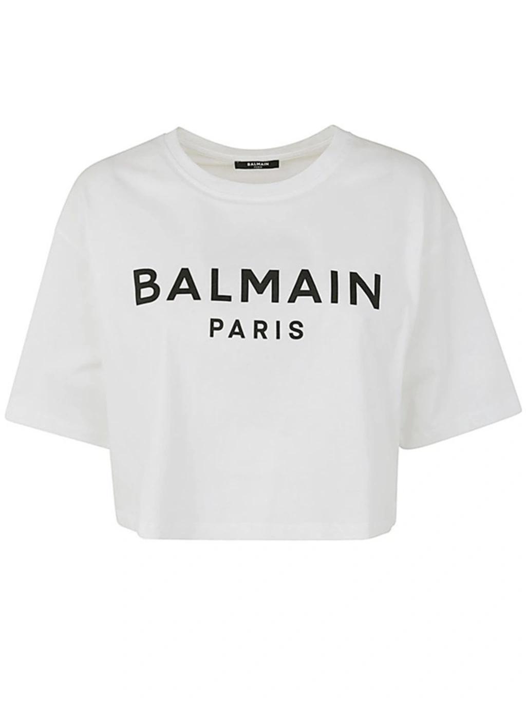 BALMAIN Logo Printed Cropped T In White Product Image