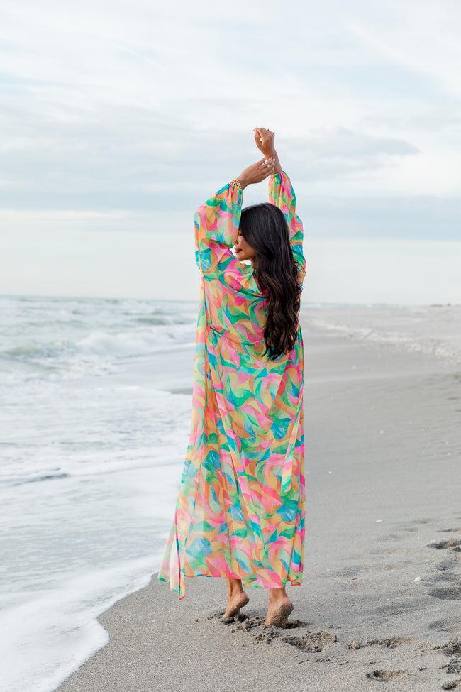 Eyes On Paradise in Kaleidoscope Dreams Belted Kimono Cover Up Product Image