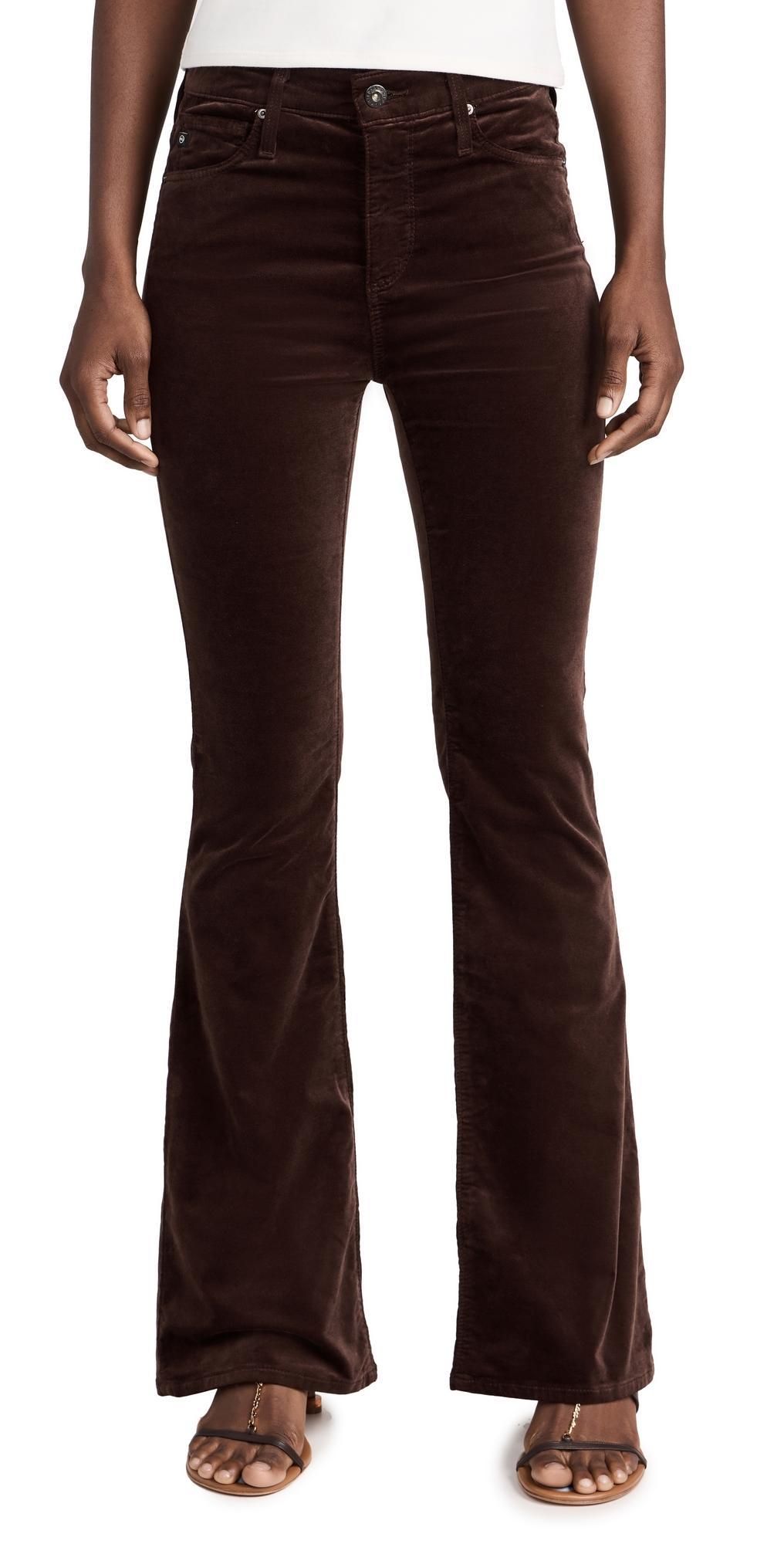 Ag Farrah High Rise Velvet Bootcut Jeans in Bitter Chocolate Product Image