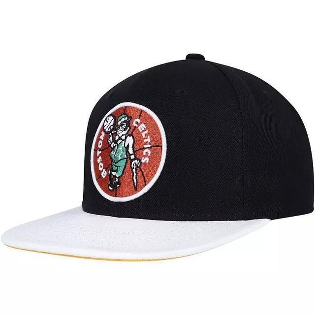 Mens Mitchell & Ness /White Boston Celtics Hardwood ClassicsWear Away VisorSnapback Hat Product Image