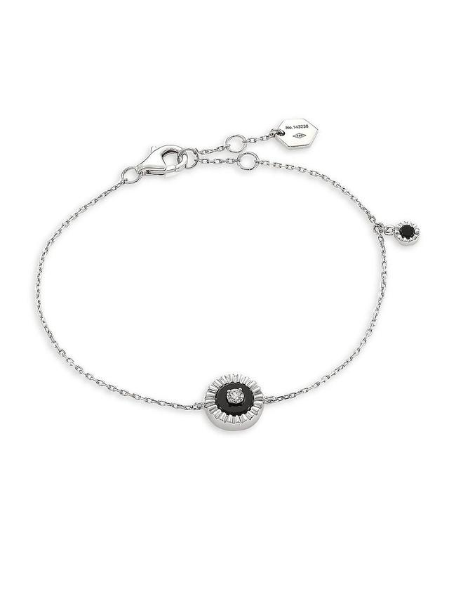 Womens Coco Diamond & Black Onyx 18K White Gold Charm Bracelet Product Image