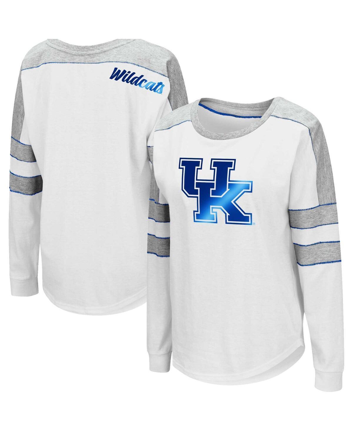 Womens Colosseum White Kentucky Wildcats Trey Dolman Long Sleeve T-shirt Product Image