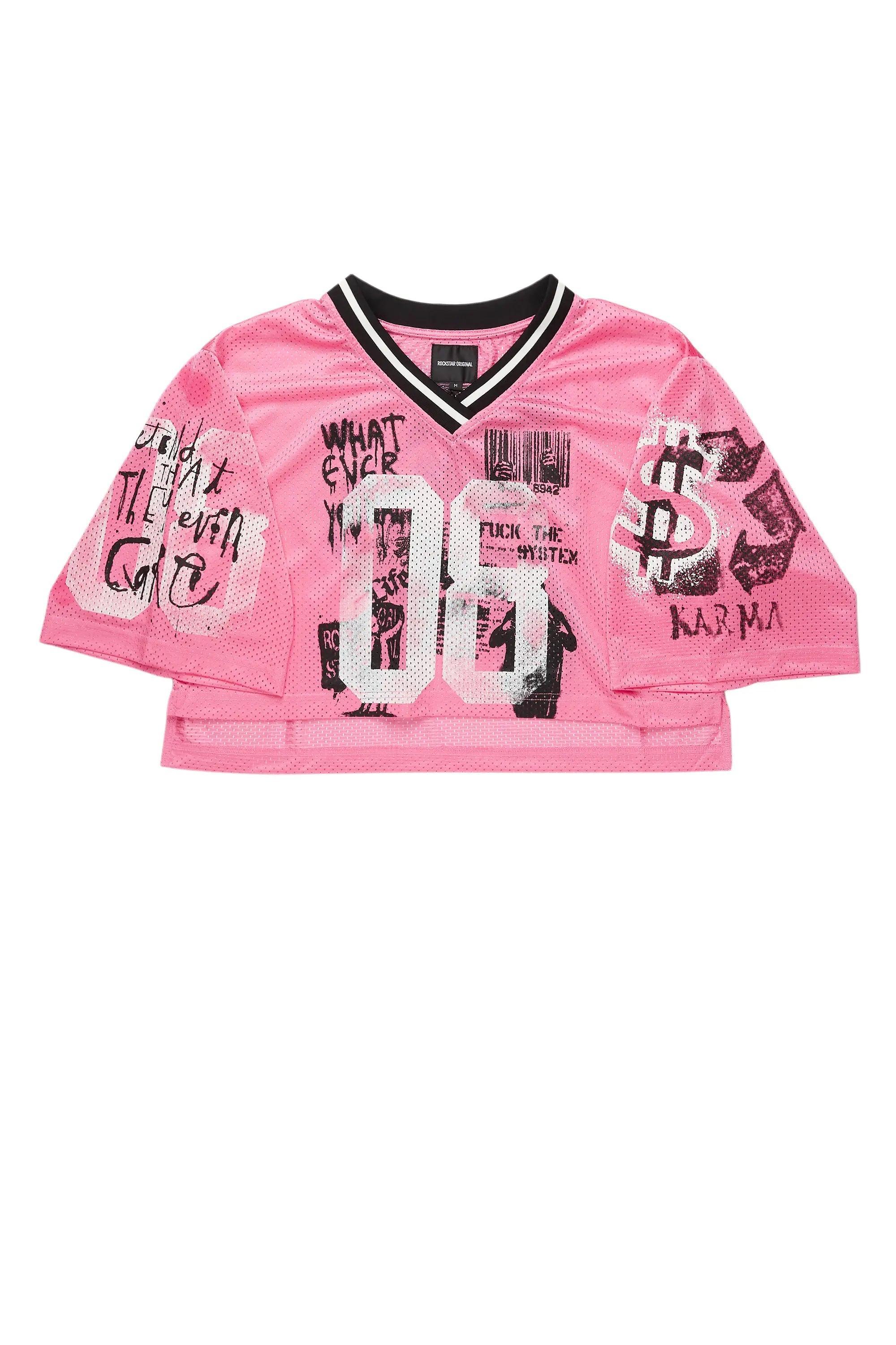 Riana Pink Mesh Jersey Female Product Image