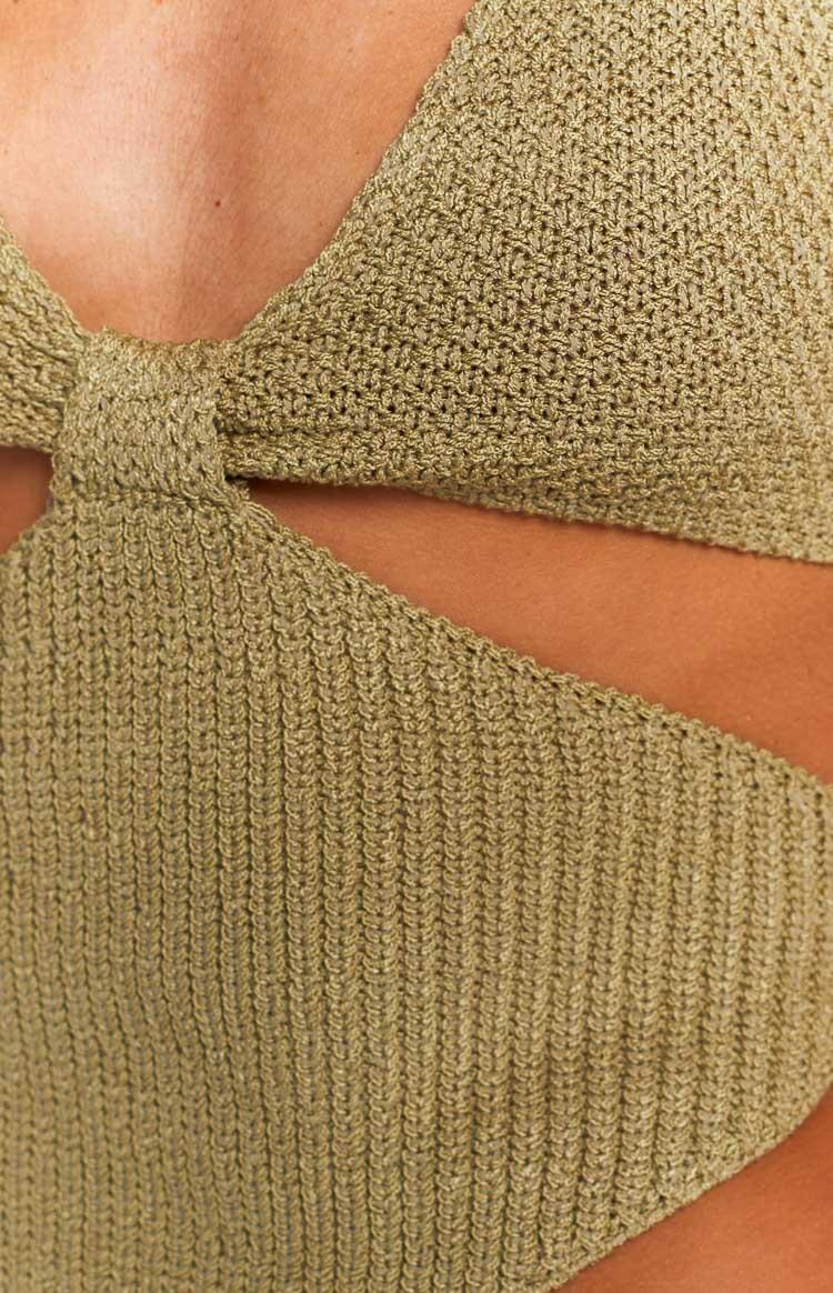 Opal Khaki Cut Out Crop Top Product Image