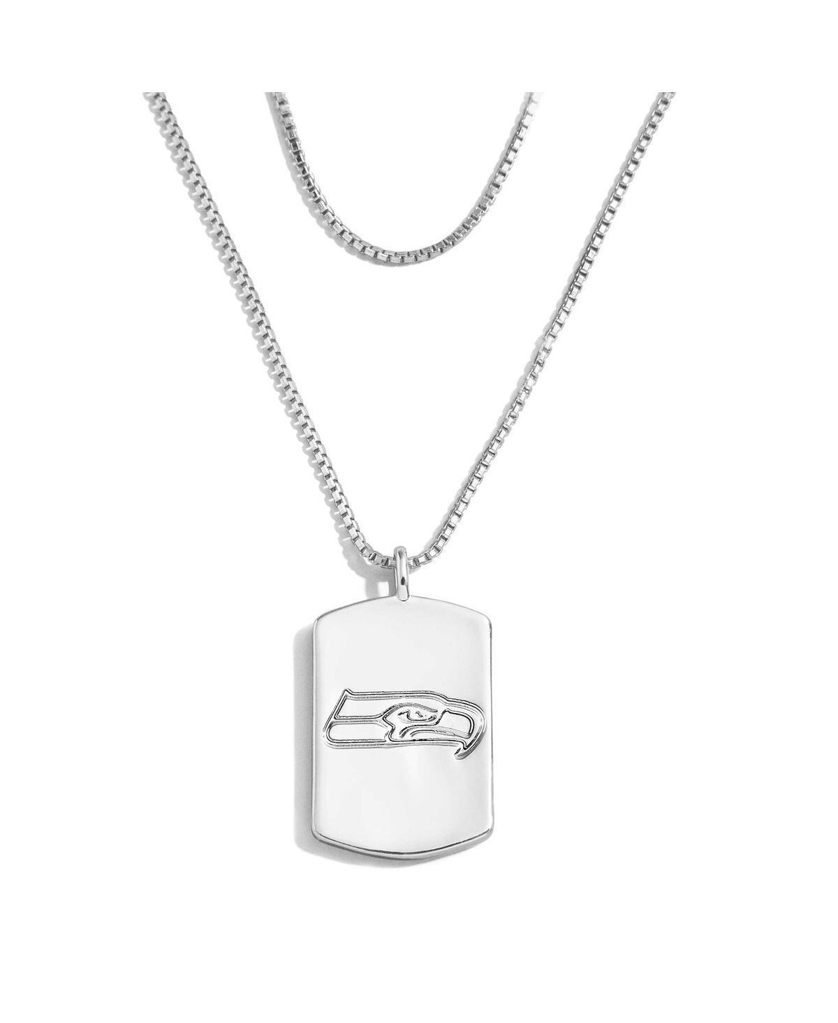 WEAR by Erin Andrews x Baublebar Seattle Seahawks Silver Dog Tag Necklace, Womens Product Image