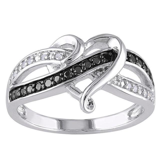 Stella Grace Sterling Silver 1/8 Carat T.W. Black & White Diamond Infinity Heart Ring, Womens Multicolor Product Image