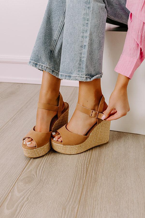 The Cailyn Faux Nubuck Wedge in Tan Product Image