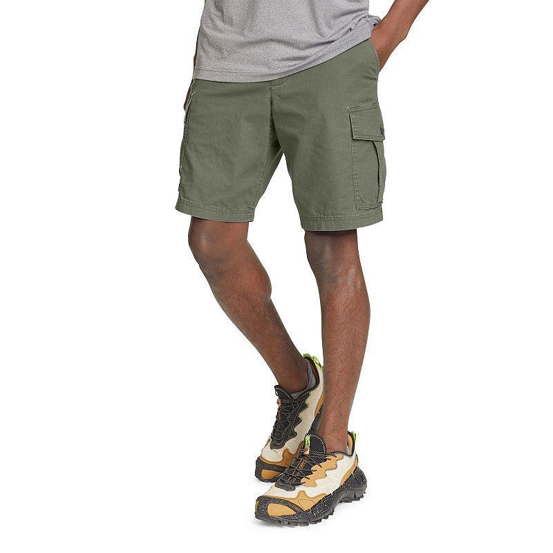 Mens Eddie Bauer Timber Edge Ripstop 10 Cargo Shorts Dark Green Product Image