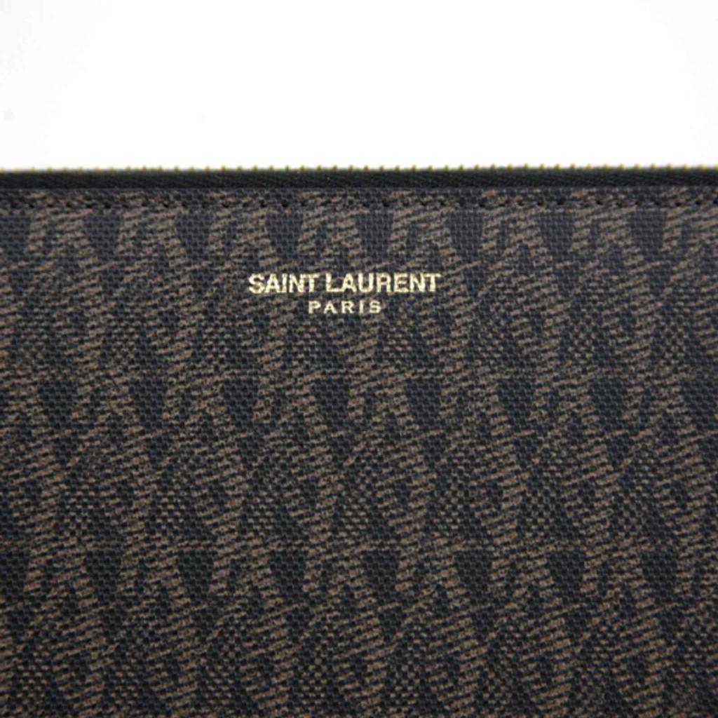 Ysl Men's Black/brown Leather Zip Around Wallet In Black / Brown Product Image