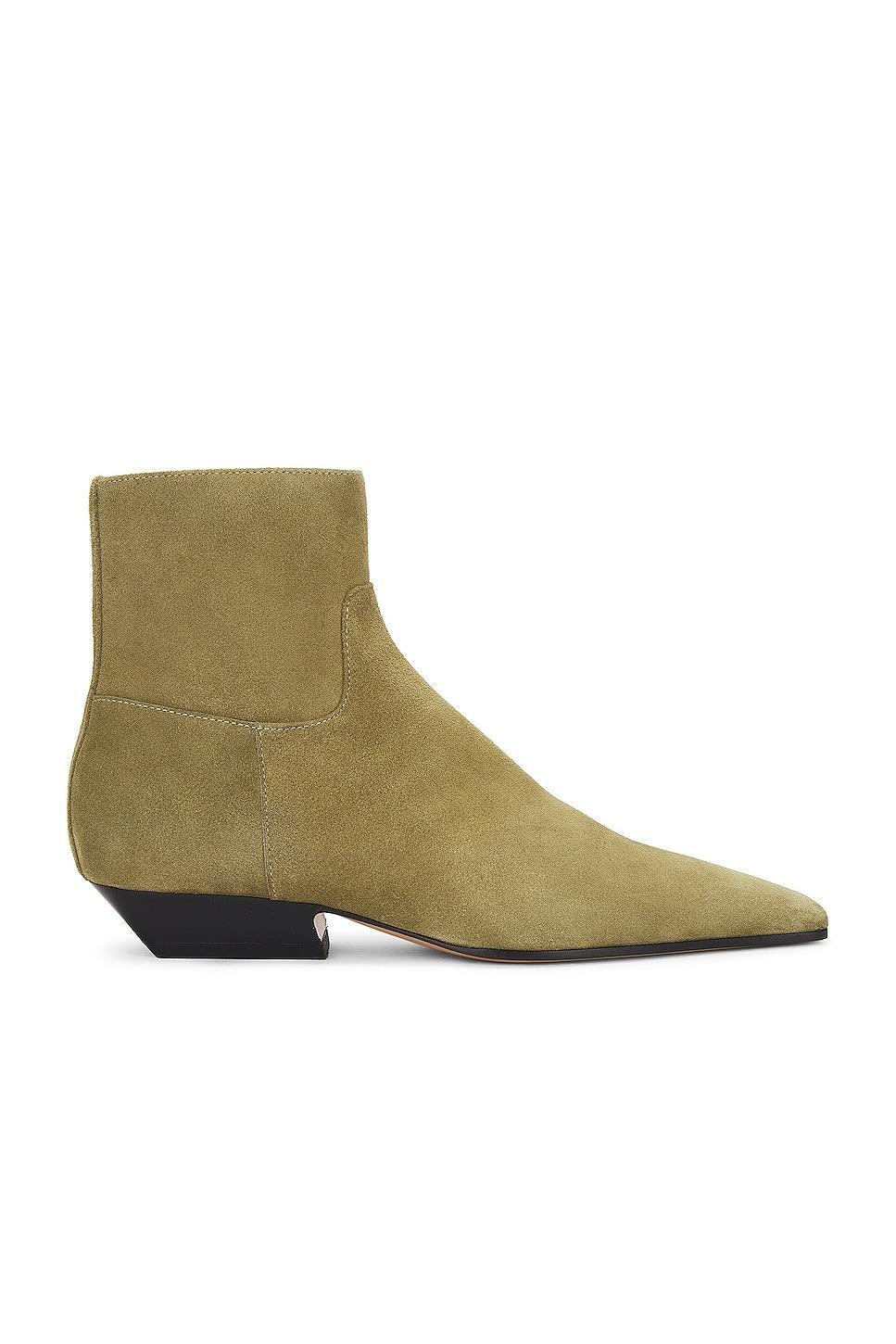 KHAITE Marfa Classic Flat Ankle Boot in Khaki - Tan. Size 38.5 (also in ). product image