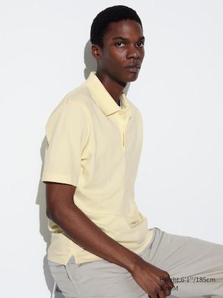 Mens Airism Cotton Pique Polo Shirt with Quick-Drying Yellow XS UNIQLO US Product Image