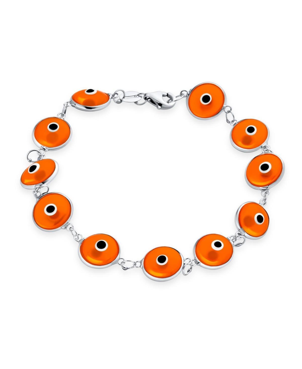 Bling Jewelry Protection Good Luck Amulet Turkish Translucent Orange Glass Bead Evil Eye Bracelet For Women Sterling Silver 7.5 Inch Product Image