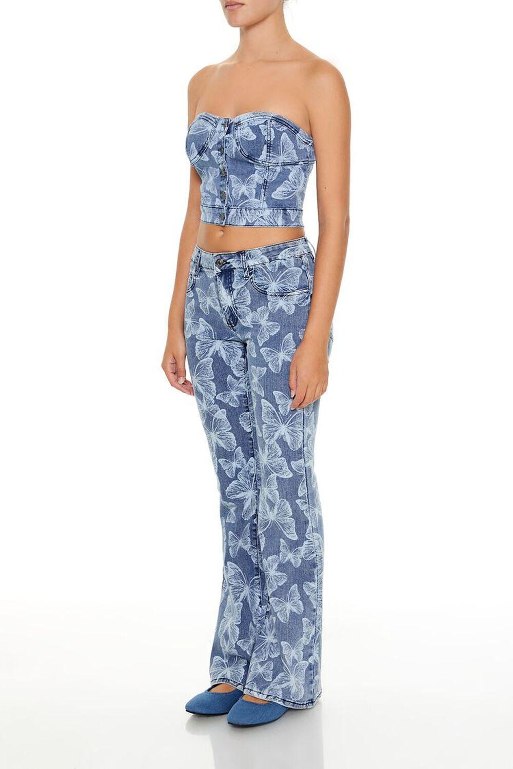 Butterfly Print Flare Jeans | Forever 21 Product Image