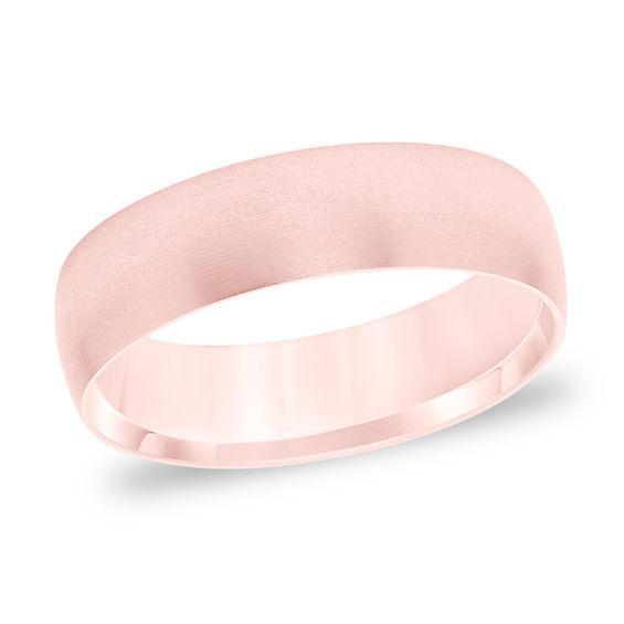 Men's 6.0mm Comfort-Fit Matte Wedding Band in 14K Rose Gold Product Image