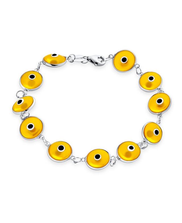 Bling Jewelry Protection Good Luck Amulet Turkish Translucent Yellow Glass Bead Evil Eye Bracelet For Women Sterling Silver 7 Inch Product Image