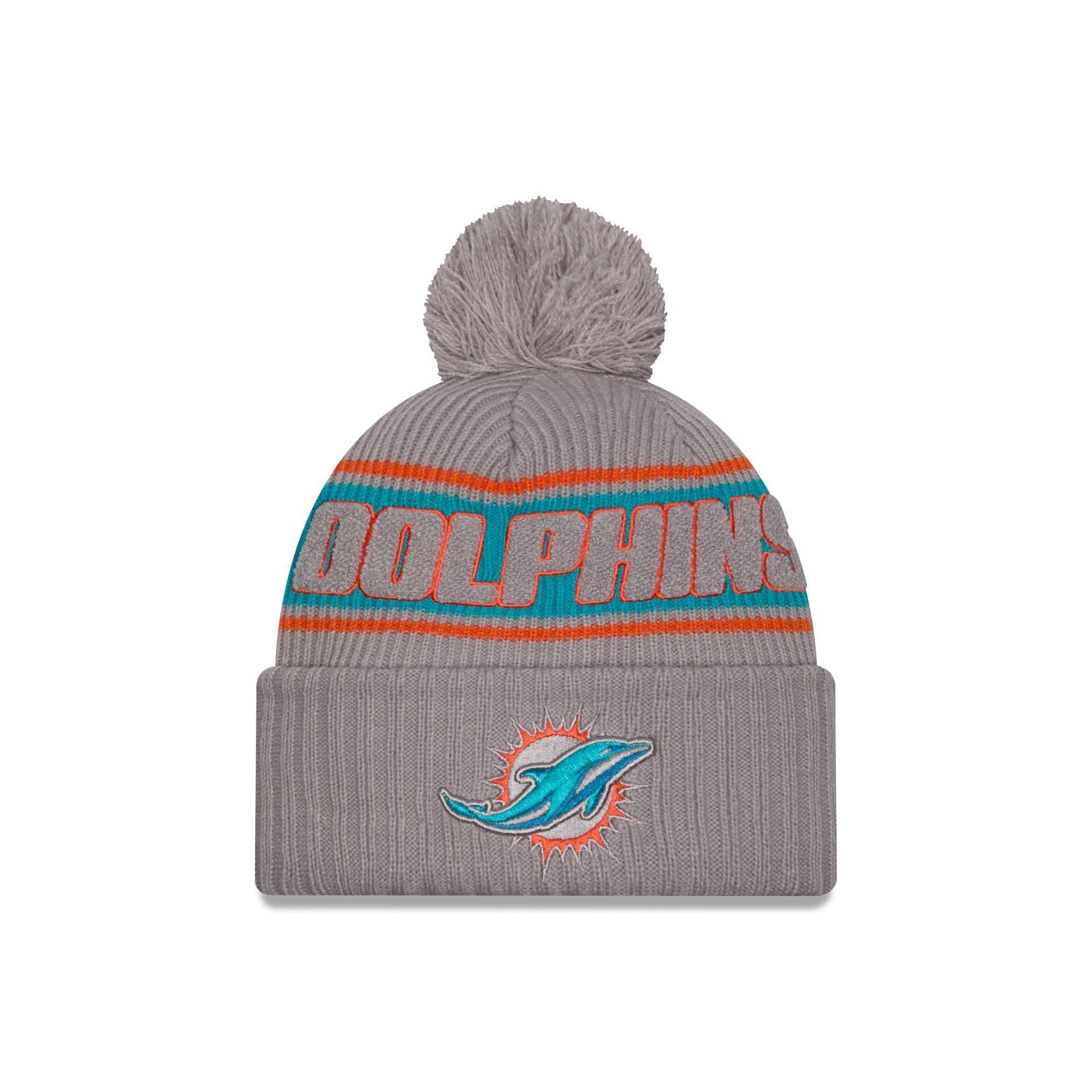 Miami Dolphins 2024 Cold Weather Gray Pom Knit Hat Male Product Image