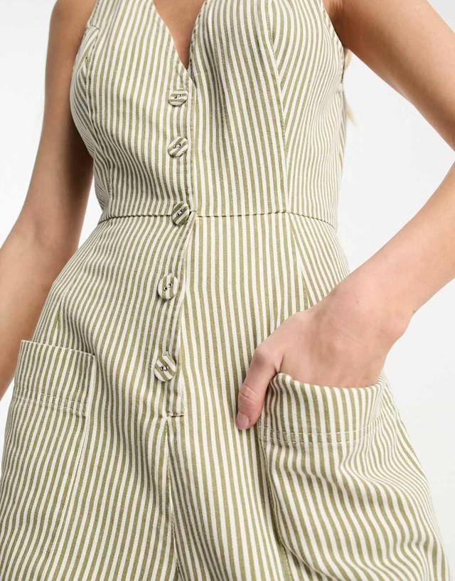 ASOS DESIGN button up jumpsuit in stripe Product Image