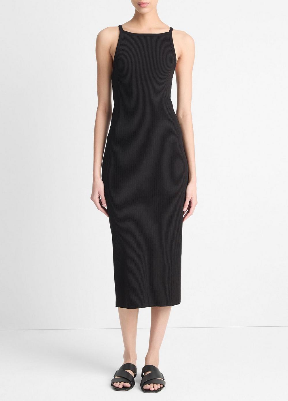 Cotton-Blend Ribbed High-Neck Tank Dress Product Image