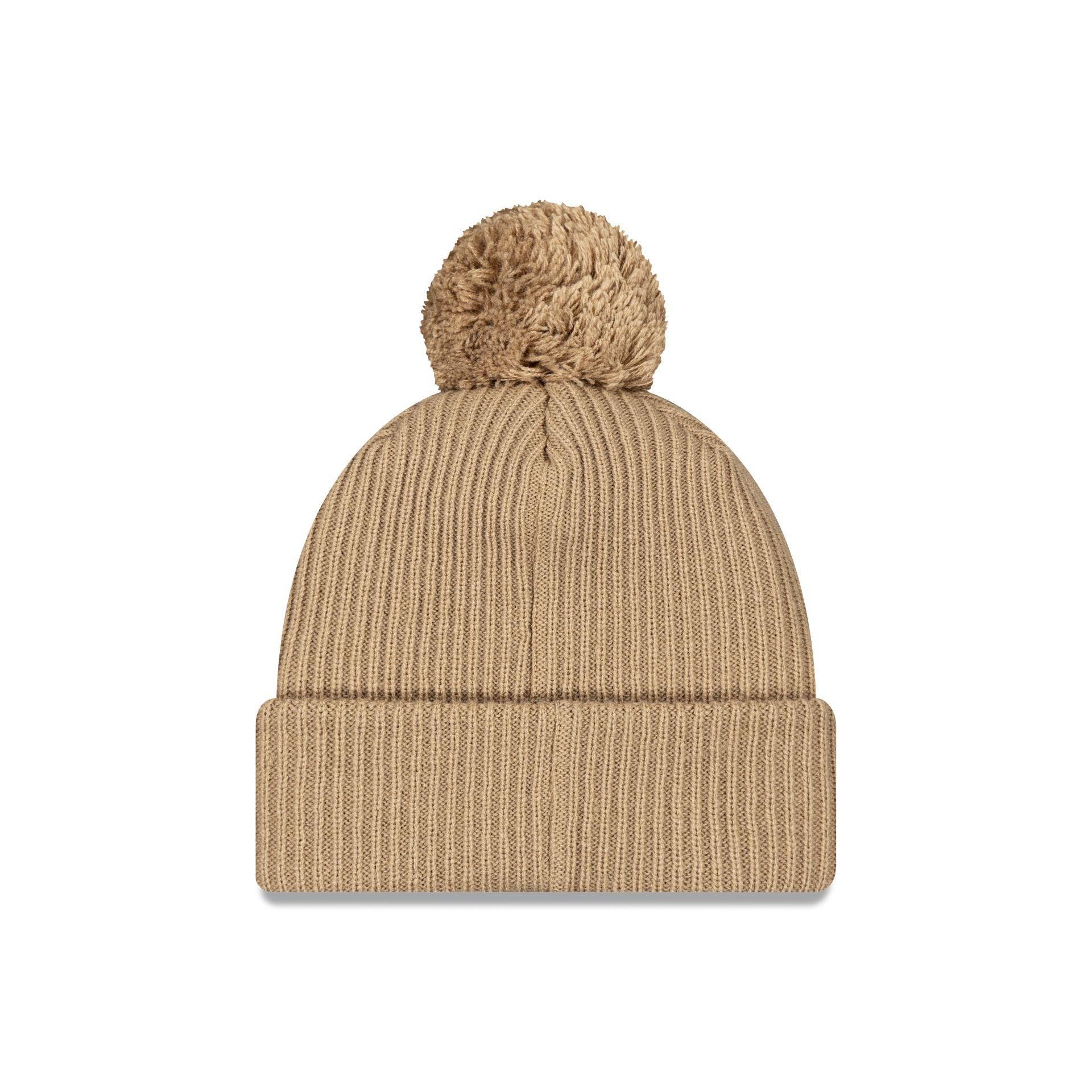 New Era Cap Beige Ribbed Pom Knit Hat Male Product Image