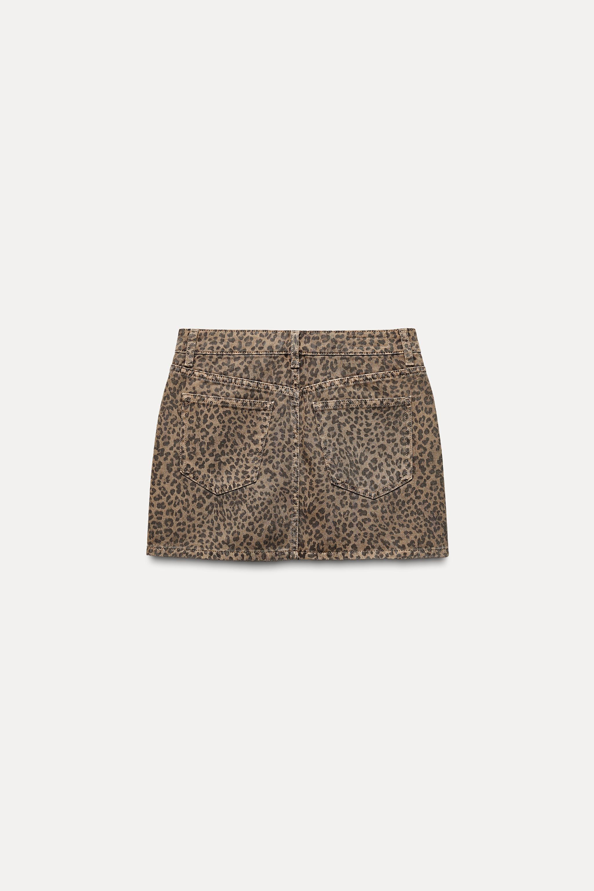 ANIMAL PRINT TRF DENIM SKIRT Product Image