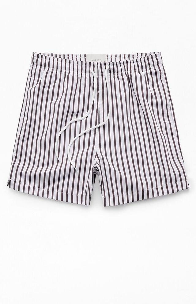 Men's Vertical Stripe 4" Swim Trunks in Brown/White - Product Image