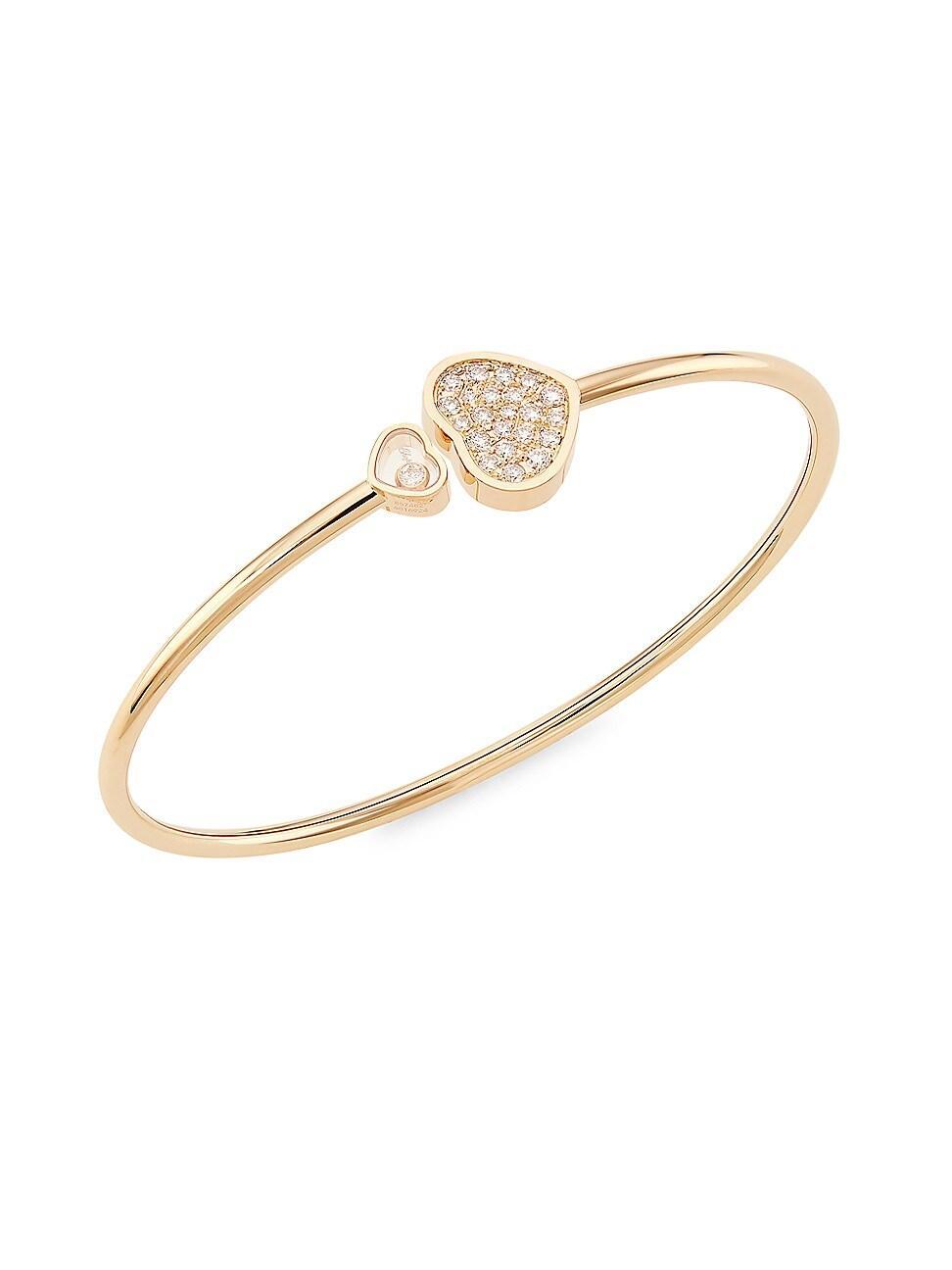 Womens Happy Hearts 18K Rose Gold & Diamond Bangle Product Image