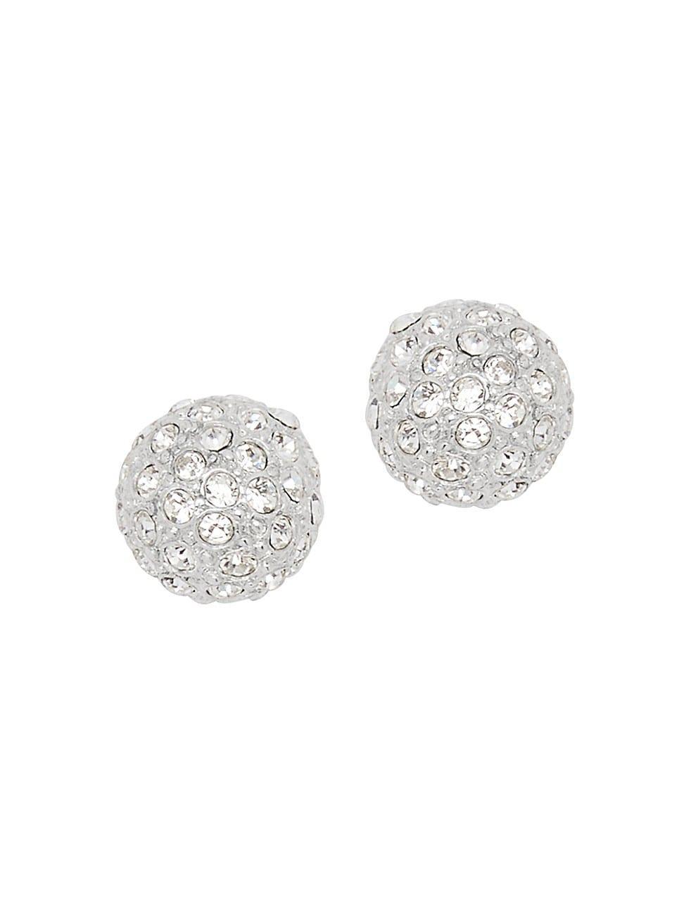 Womens Half-Sphere Crystal Pav Stud Earrings Product Image