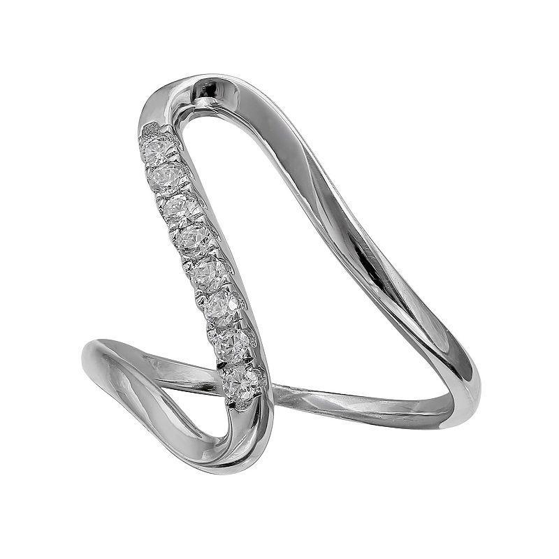 PRIMROSE Sterling Silver Cubic Zirconia Abstract Swirl Ring, Womens Grey Product Image