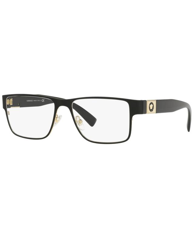 Versace VE1274 Mens Rectangle Eyeglasses - Matte Black, Gold-Tone Product Image