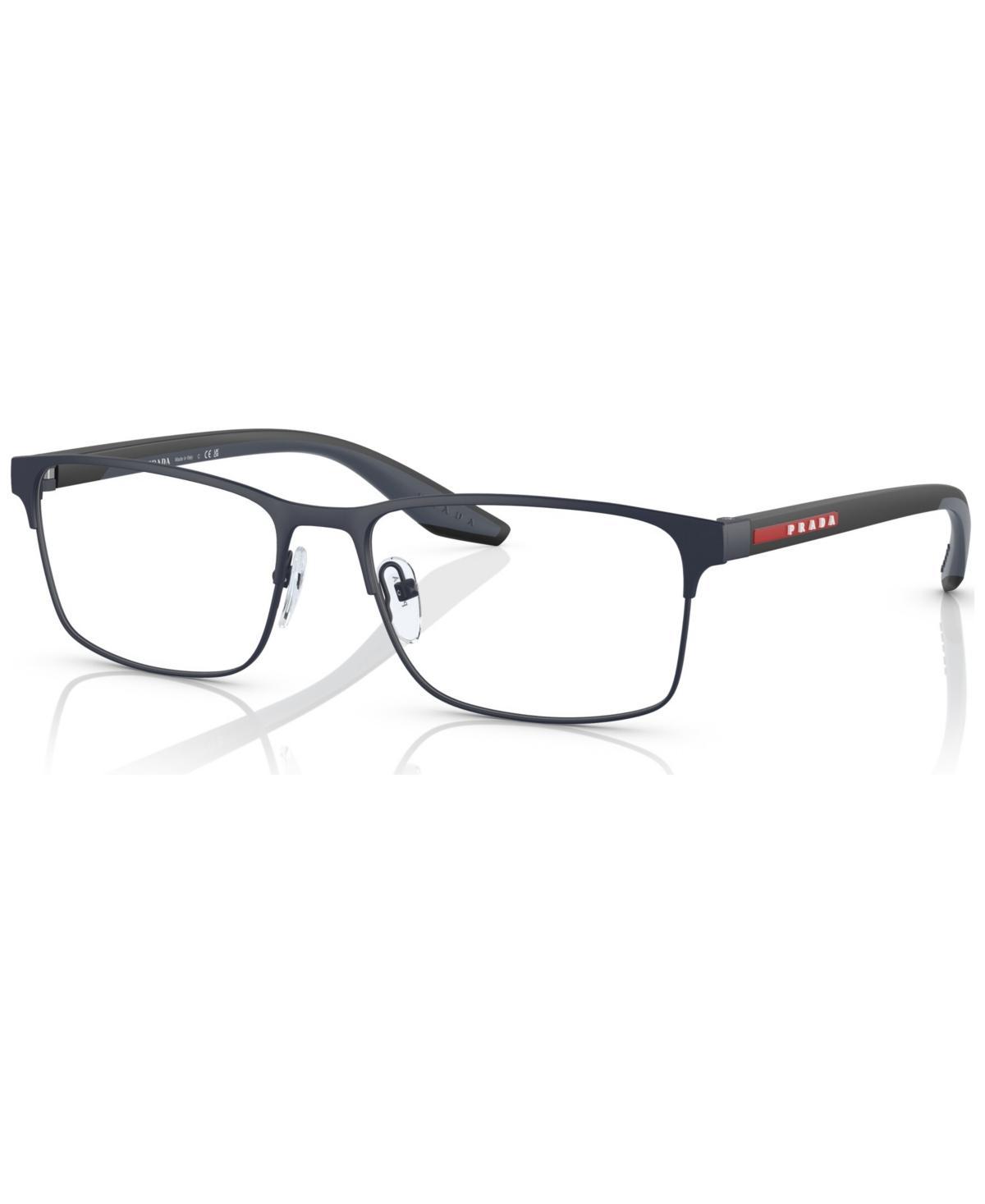 Prada Linea Rossa Mens Rectangle Eyeglasses, Ps 50PV55-o - Rubber Blue Product Image