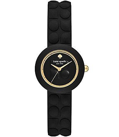 kate spade new york Womens Mini Park Row Three Hand Black Silicone Strap Watch Product Image