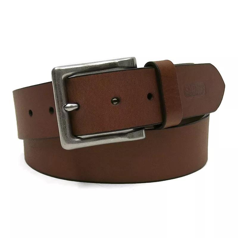 Mens Smiths Workwear 38mm Full Grain Leather Cut Edge Belt, Red Product Image