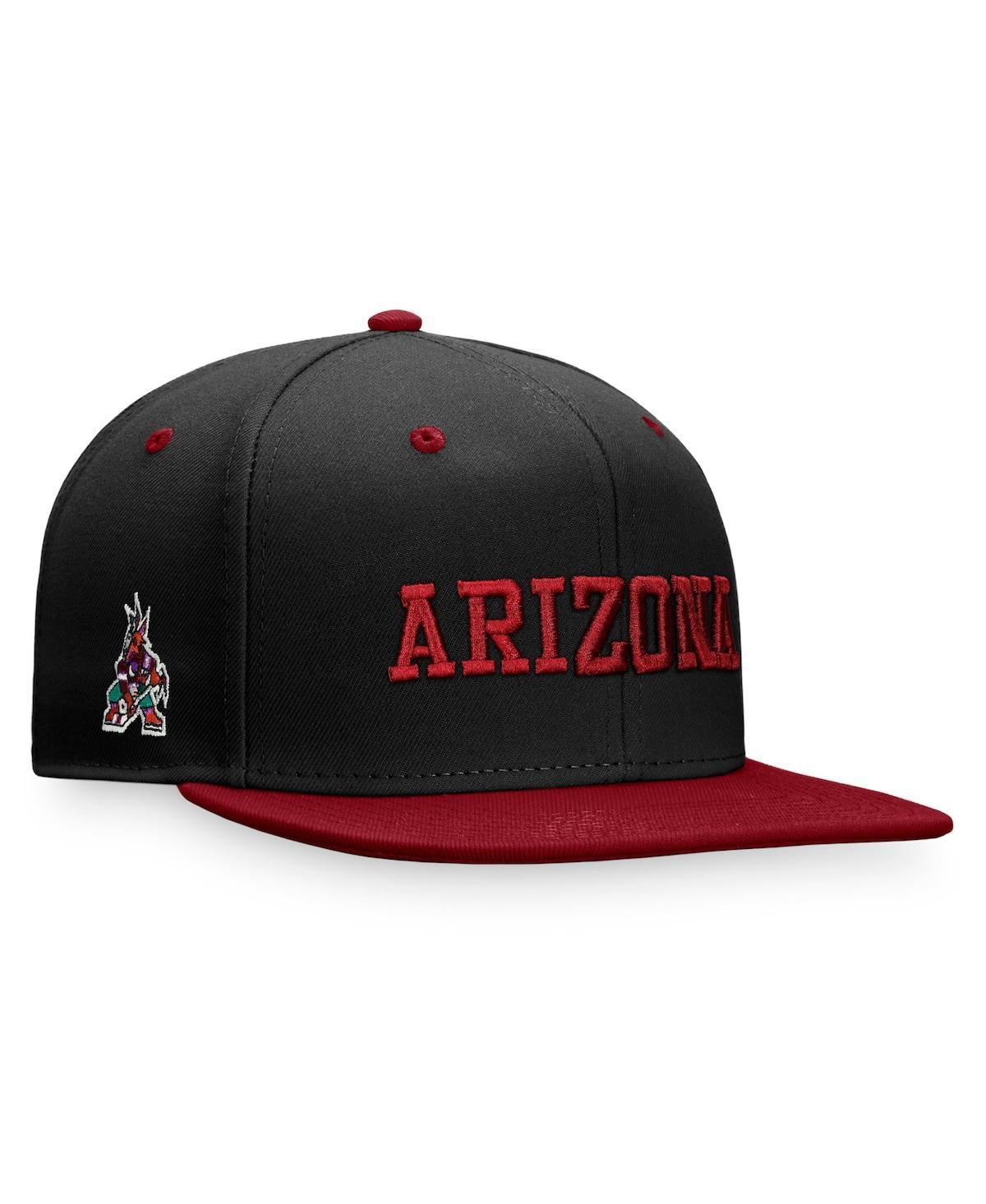 Mens Fanatics Branded Black/Garnet Arizona Coyotes Heritage City Two-Tone Snapback Hat Product Image