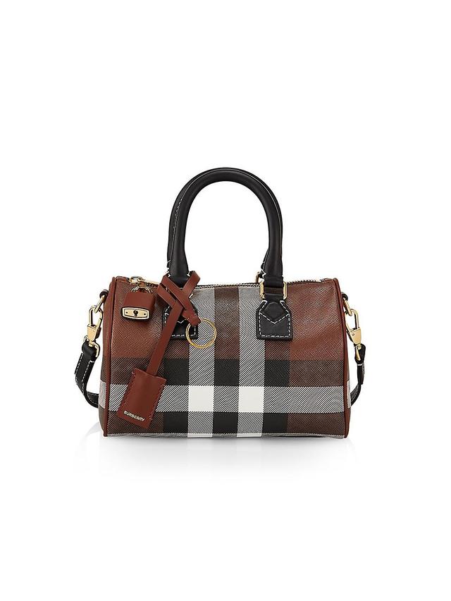 Womens Check Mini Leather Top Handle Bowling Bag Product Image