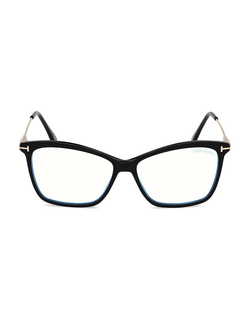 Womens 56MM Square Blue Filter Eyeglasses Product Image