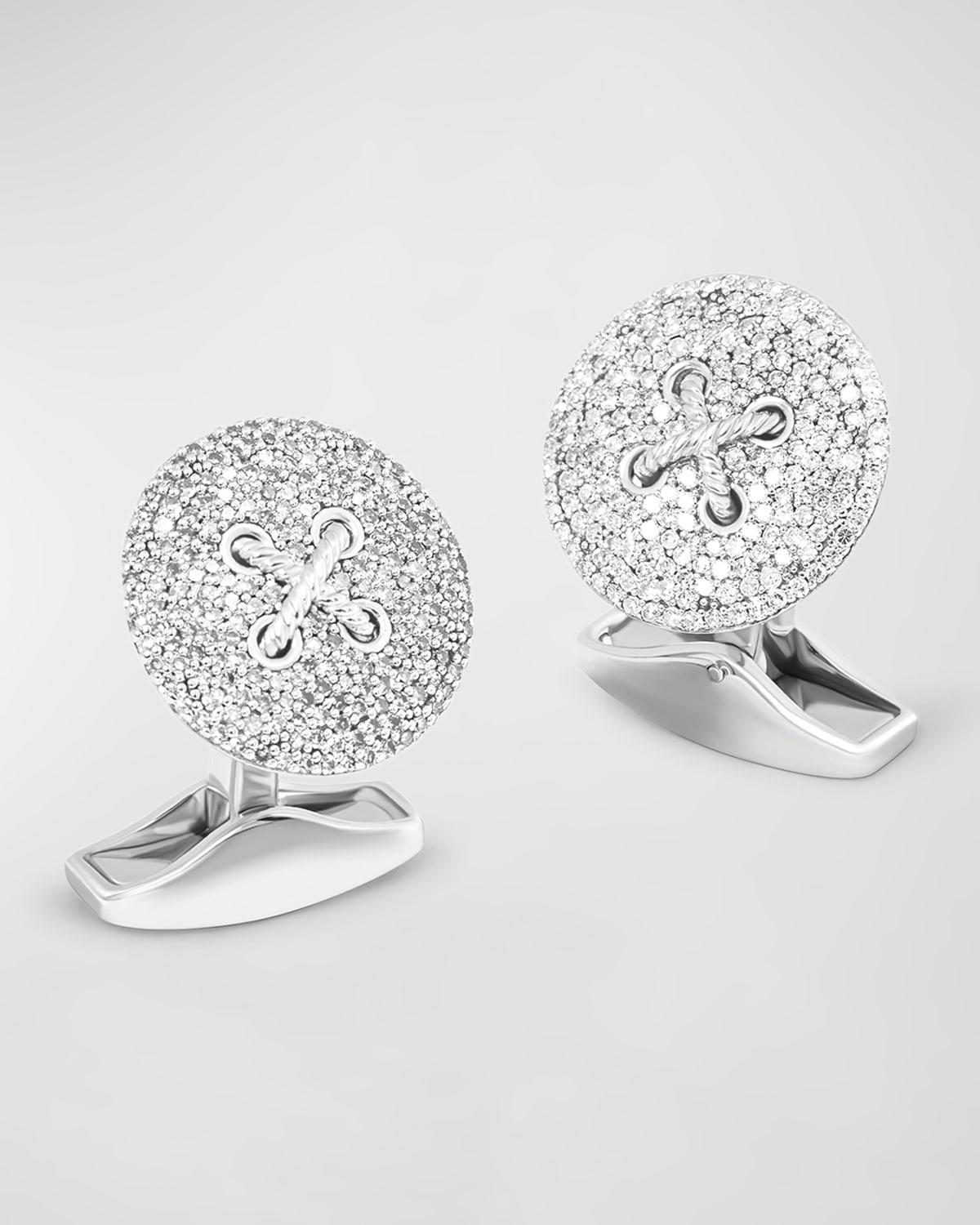 Mens Micro Diamond Pave Button Cufflinks Product Image