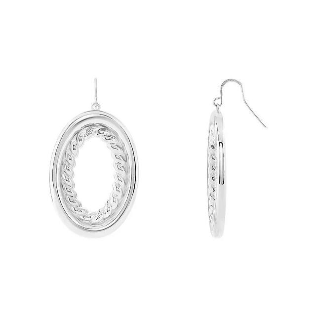 Emberly Polished Twisted Oval Drop Earrings, Womens, Gray Product Image